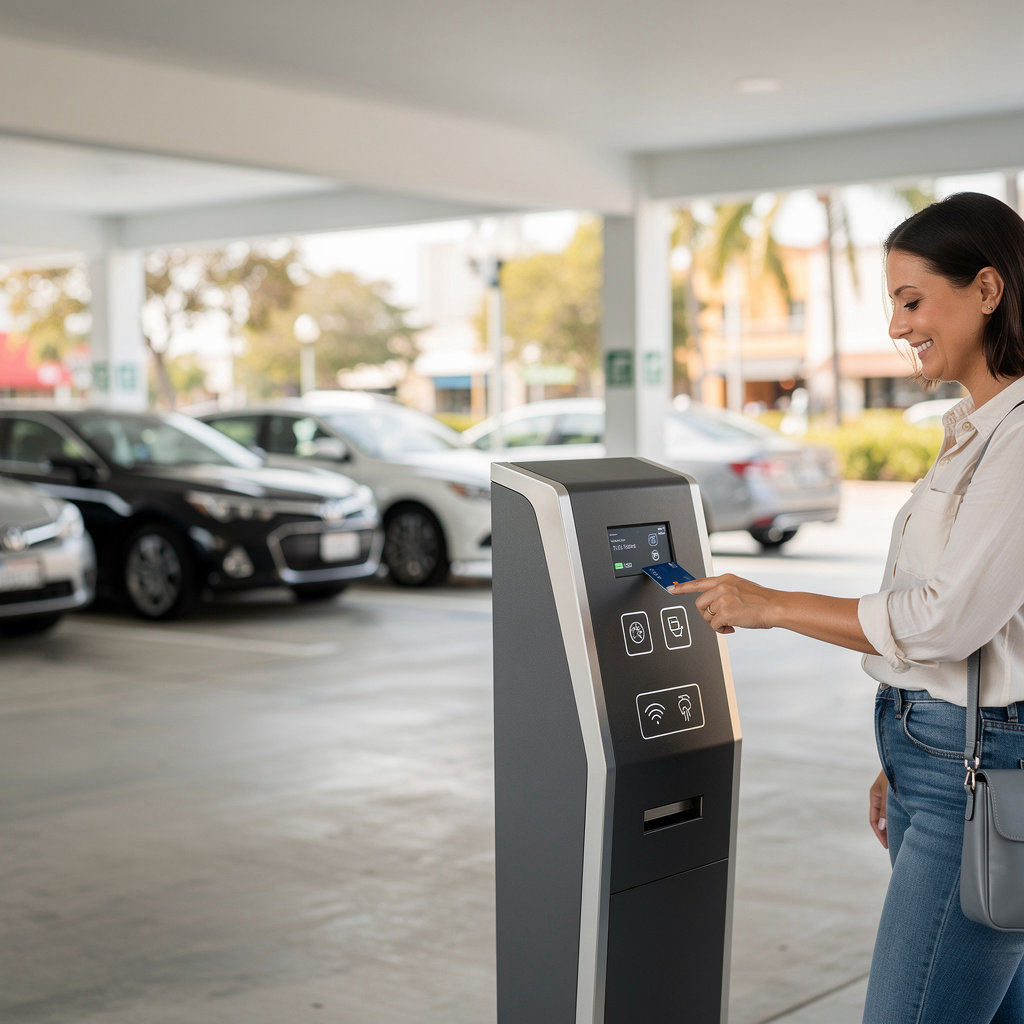 City Lot 11 parking facility at 508 Anacapa St in downtown Santa Barbara, showing convenient municipal parking access